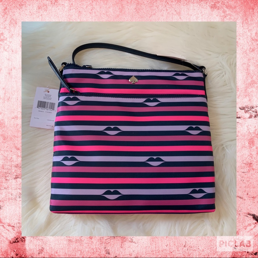 Kate Spade Jae Flat Crossbody Bag Lip Print NWT